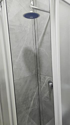 La salle de bains est pourvue d'une douche avec une porte en verre. dans l'établissement HOTEL CRISARI, à Naples