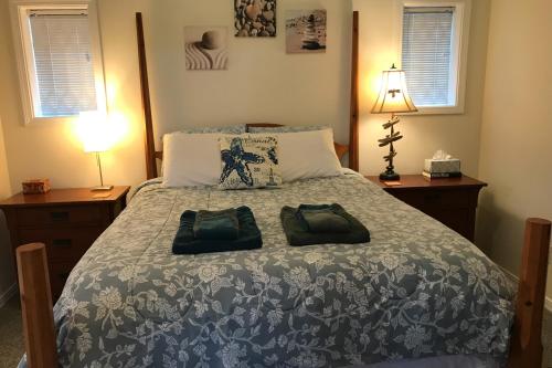 Un pat sau paturi într-o cameră la The Quintessa Cottage