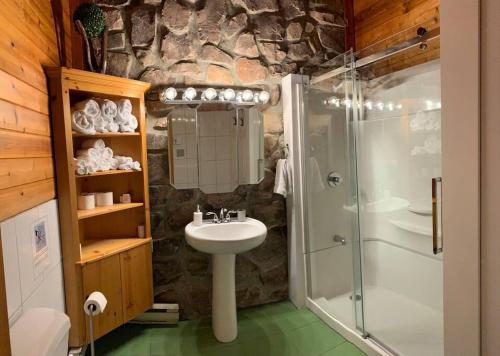 A bathroom at Lake Archambault Waterfront SPA Billiard Ski Games