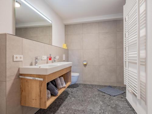 a bathroom with a sink and a toilet at Hoferlitzlhubgut in Mittersill