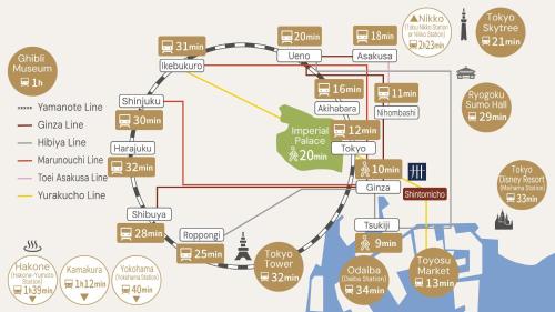 a map of the city of memphis with street signs at MIMARU Tokyo Ginza East in Tokyo