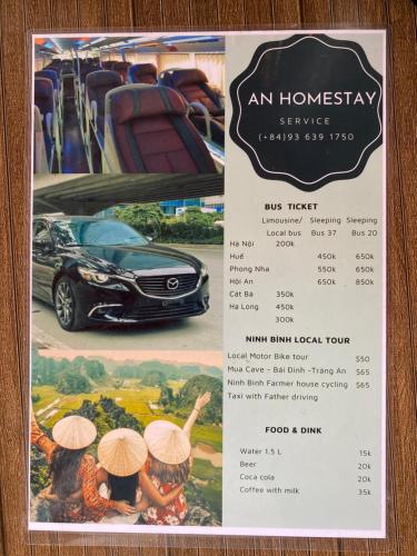 Certifikát, hodnocení, plakát nebo jiný dokument vystavený v ubytování An Homestay Tam Coc