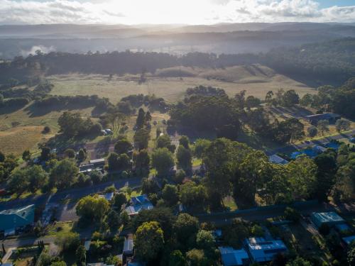 an aerial view of a village in the hills at Forrest Holiday Park in Forrest