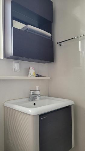 a bathroom with a sink and a mirror at Haumok52 Udo in Jeju