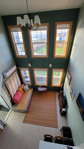 an overhead view of a living room with windows at Haumok52 Udo in Jeju