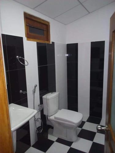 a bathroom with a white toilet and a sink at Ossa home stay in Anuradhapura