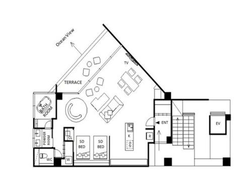 a floor plan of a house with at 恩納オーシャンビュースイート in Nakadomari