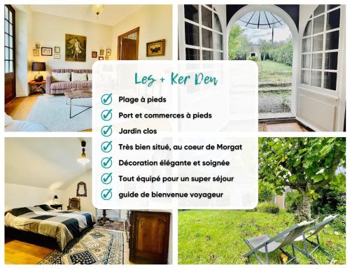 un collage de photos d'un salon avec une porte dans l'établissement Villa Ker Den, à Crozon