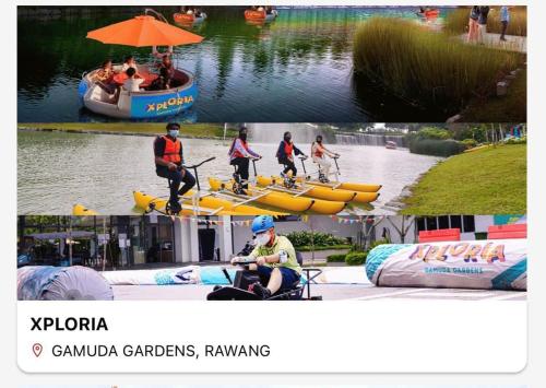 a group of people riding on a boat on the water at JC Homestay Gamuda Skyluge KL 2 in Rawang