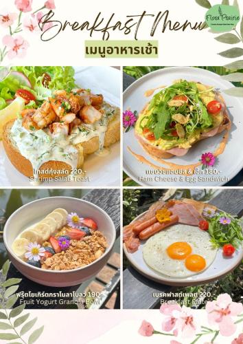 a collage of pictures of different food items at Flora Prairie at Mae Rim, Chiang Mai in Ban Tai