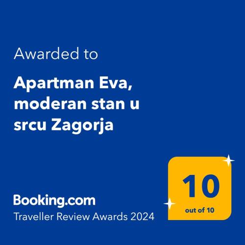 Certifikát, hodnocení, plakát nebo jiný dokument vystavený v ubytování Apartman Eva, moderan stan u srcu Zagorja