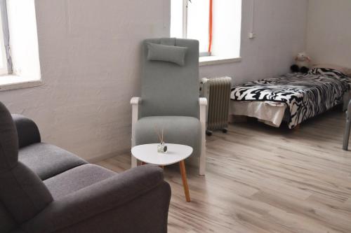 - un salon avec une chaise et une table dans l'établissement Paganamaa puhkemaja ja peosaal, à Liguri