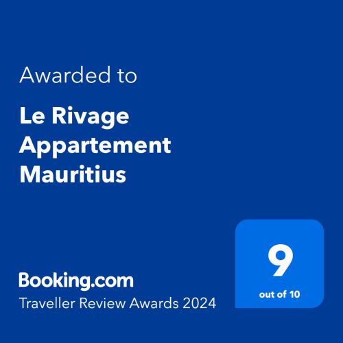 Un certificado, premio, letrero u otro documento en Le Rivage Appartement Mauritius