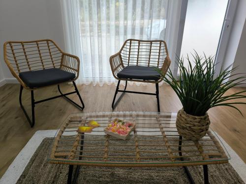 two chairs and a coffee table in a living room at Suitel Pombal in Pombal