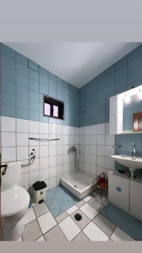 a bathroom with a toilet and a tub and a sink at Athina Villa in Zilotí