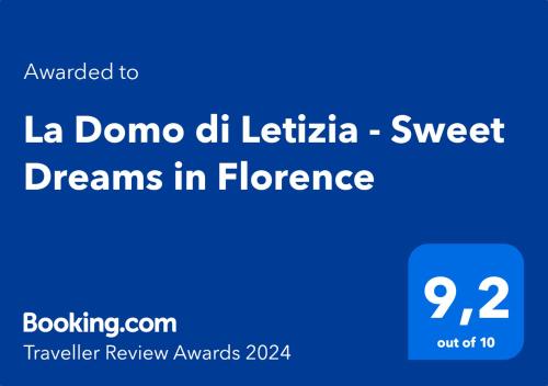 a blue rectangle with the words la dona del latrina sweep dreams in fl at La Domo di Letizia - Sweet Dreams in Florence in Florence