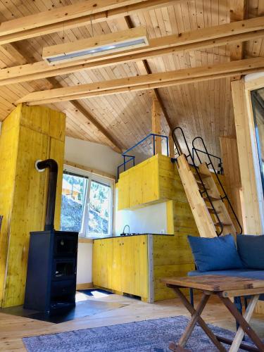 Televiisor ja/või meelelahutuskeskus majutusasutuses Cabin on a Rock - Mountain Escape