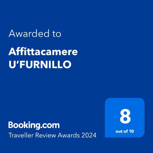 a blue phone screen with the text awarded to airlinesurance unitula at Affittacamere U’FURNILLO in Cautano