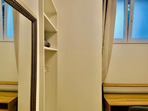 a dressing room with a mirror and a closet at Sievering18 A-B in Vienna