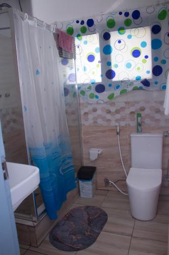 a bathroom with a toilet and a sink at Platina House in Maputo