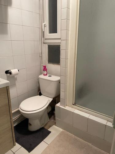uma pequena casa de banho com WC e chuveiro em Studio 25m² Proche Tour Eiffel em Paris
