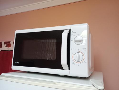 a microwave oven sitting on top of a shelf at Attraversiamo in Malargüe