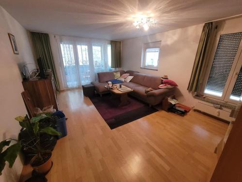 a living room with a couch and a table at Zentral am Wieland-Park mit Aufzug und viel Platz in Biberach an der Riß