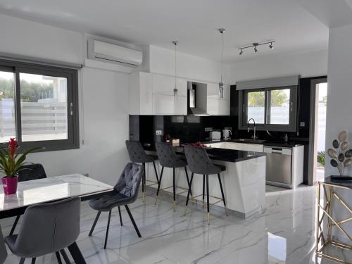 Kuchyň nebo kuchyňský kout v ubytování Diogenous Luxury Villas