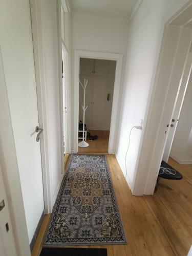 un corridoio vuoto con un tappeto sul pavimento di preeti singh a Copenaghen