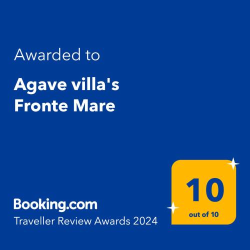 a yellow square with the text awarded to avenue villas future marker at Agave Villa's Fronte Mare in Ispica