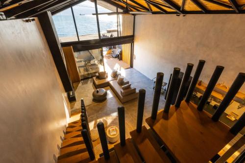 an overhead view of a staircase in a building at Spa Villas Nafpaktos in Nafpaktos