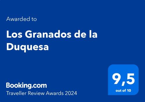 Sertifikāts, apbalvojums, norāde vai cits dokuments, kas ir izstādīts apskatei naktsmītnē Los Granados de la Duquesa