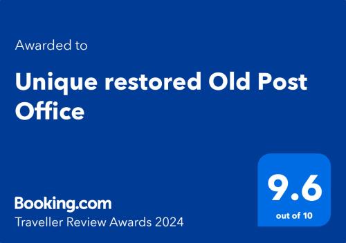 Certificat, premi, rètol o un altre document de Unique restored Old Post Office