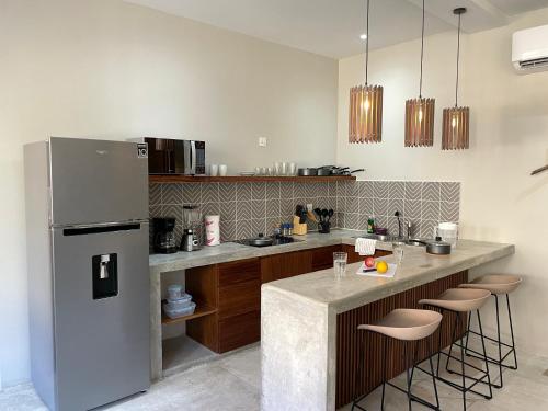 Dapur atau dapur kecil di Rooms Zicatela