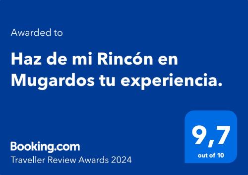 Certifikát, ocenenie alebo iný dokument vystavený v ubytovaní Haz de mi Rincón en Mugardos tu experiencia.