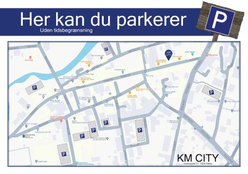 eine Karte der Stadt Kaan du parlez in der Unterkunft Km City Room 1 On Pedestrian Street in Sæby