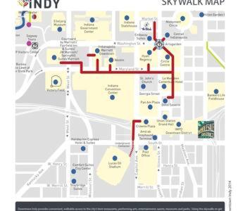 a map of a subway map with a red line at 3BR CozySuites The Block Direct Skybridge Access#1 in Indianapolis