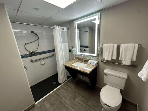 a bathroom with a toilet and a sink and a shower at Best Western Kernersville in Kernersville