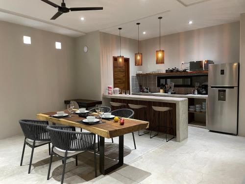 Dapur atau dapur kecil di Rooms Zicatela