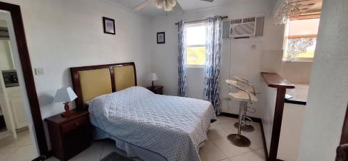 a bedroom with a bed and a window at Seaview property Hastings Towers 3D-Studio Apt in Bridgetown