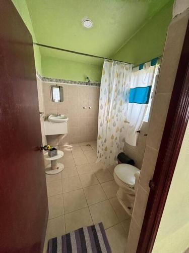 a bathroom with a toilet and a sink at Terraza del Lago in Tequesquitengo