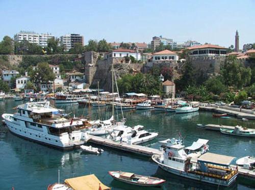 a bunch of boats are docked in a harbor at Marka Hotel in Antalya