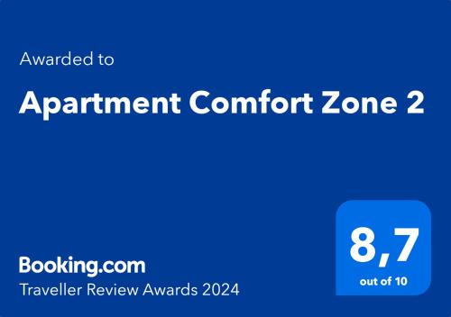 a blue sign with the words appointment comfort zone on it at Apartment Comfort Zone 2 in Pilar de la Horadada