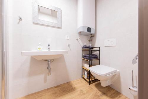 ein Bad mit einem Waschbecken und einem WC in der Unterkunft Rezidence Novosadská in Olomouc