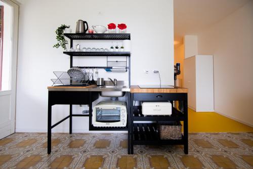 een keuken met een aanrecht en een wastafel in de kamer bij Marialuisa's Home - Residence Gardoncino in Manerba del Garda