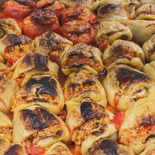 a close up of a bunch of pastries at Bajovah Apartments & Restaurant in Tirana