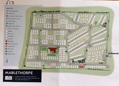 a map of the approximate site of a maliburide at F17 Rickardos Holiday Lets in Mablethorpe