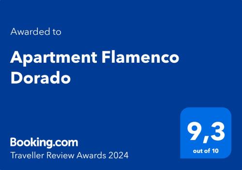 een blauwe rechthoek met de woorden aanstelling flamerica en de woorden afdelingsvlam bij Apartment Flamenco Dorado in Orihuela-Costa