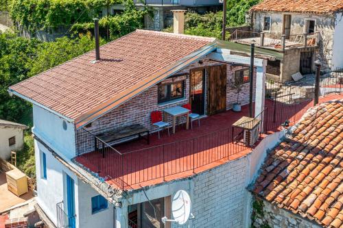 an aerial view of a house with a deck at Villa Lisinj apartments in Dapčevići