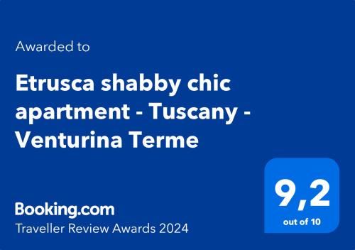 Sertifikatas, apdovanojimas, ženklas ar kitas apgyvendinimo įstaigoje Etrusca shabby chic apartment - Tuscany - Venturina Terme matomas dokumentas